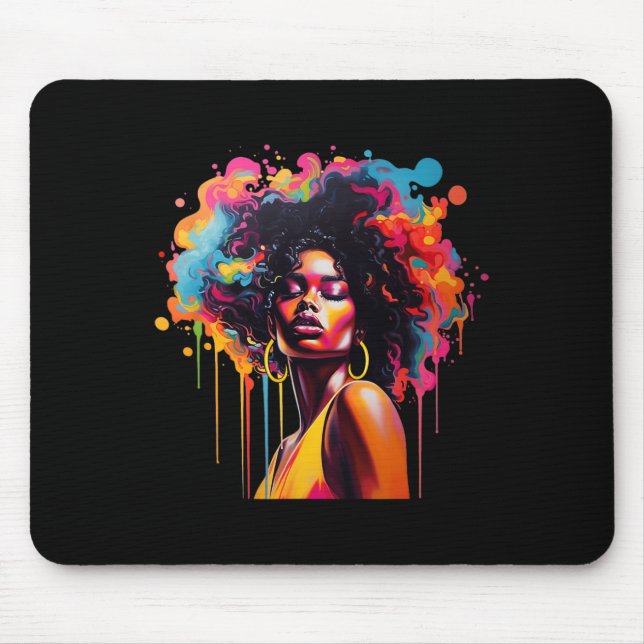 Queen Afro Melanin Dripping Juneteenth African  Mouse Pad (Front)