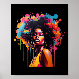 Queen Afro Melanin Dripping Juneteenth African  Poster