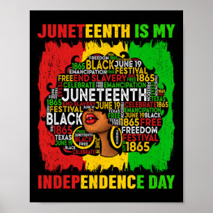 Queen Afro Woman Juneteenth Is My Independence Day Poster
