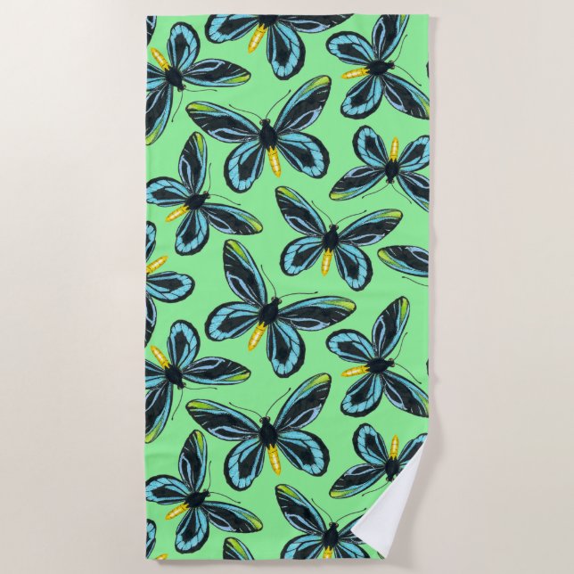Queen Alexandra' s birdwing butterfly pattern Beach Towel (Front)