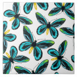 Queen Alexandra' s birdwing butterfly pattern Ceramic Tile<br><div class="desc">Queen Alexandra' s birdwing butterfly painted with Faber Castell pitt pens,  pattern made in Photoshop.</div>
