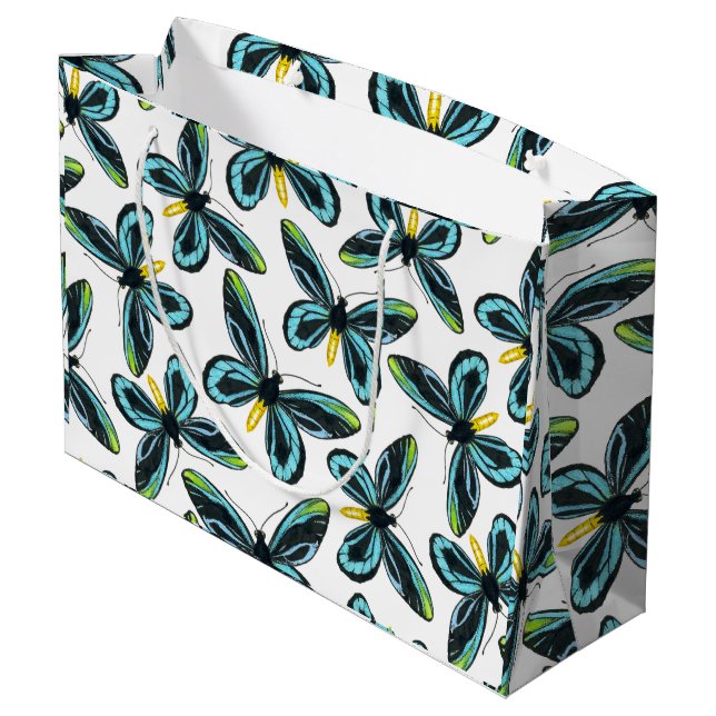 Queen Alexandra' s birdwing butterfly pattern Large Gift Bag (Back Angled)