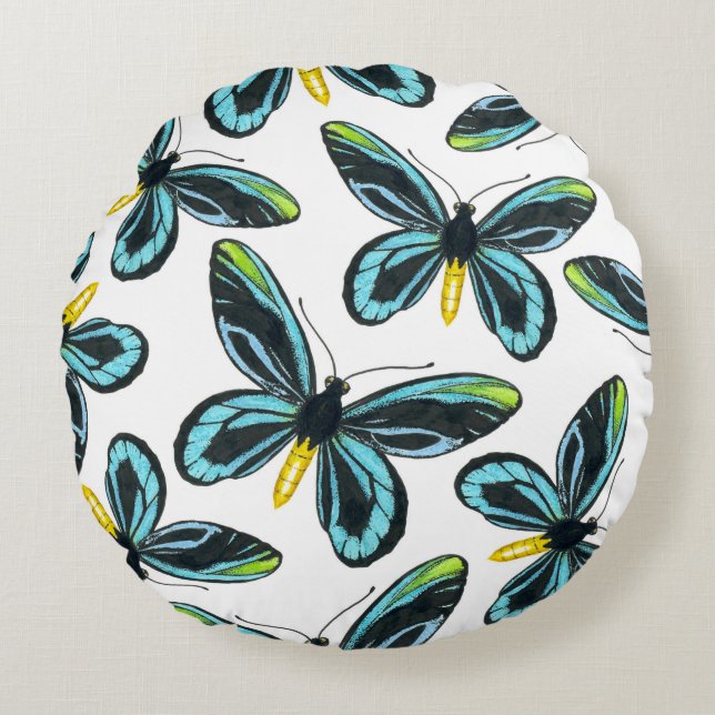 Queen Alexandra' s birdwing butterfly pattern Round Cushion (Front)