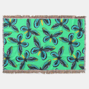 Queen Alexandra' s birdwing butterfly pattern Throw Blanket