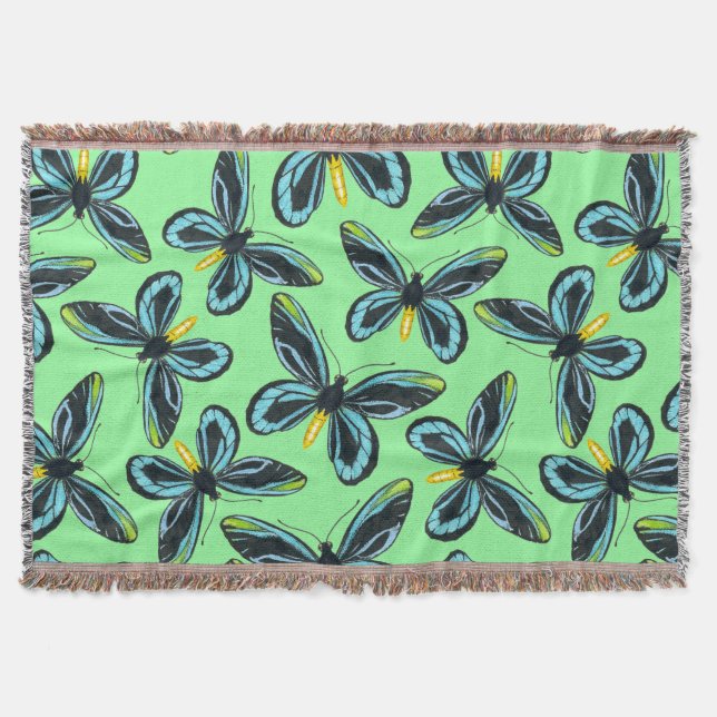 Queen Alexandra' s birdwing butterfly pattern Throw Blanket (Front)