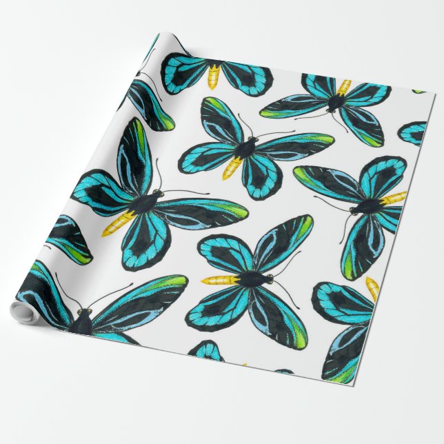 Queen Alexandra' s birdwing butterfly pattern Wrapping Paper (Unrolled)
