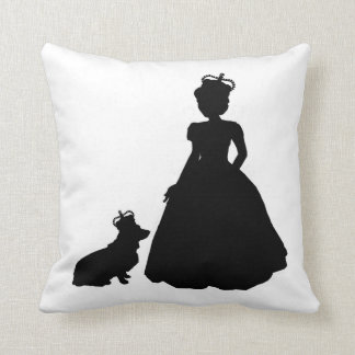 Queen and Corgi silhouette pillow Elizabeth II