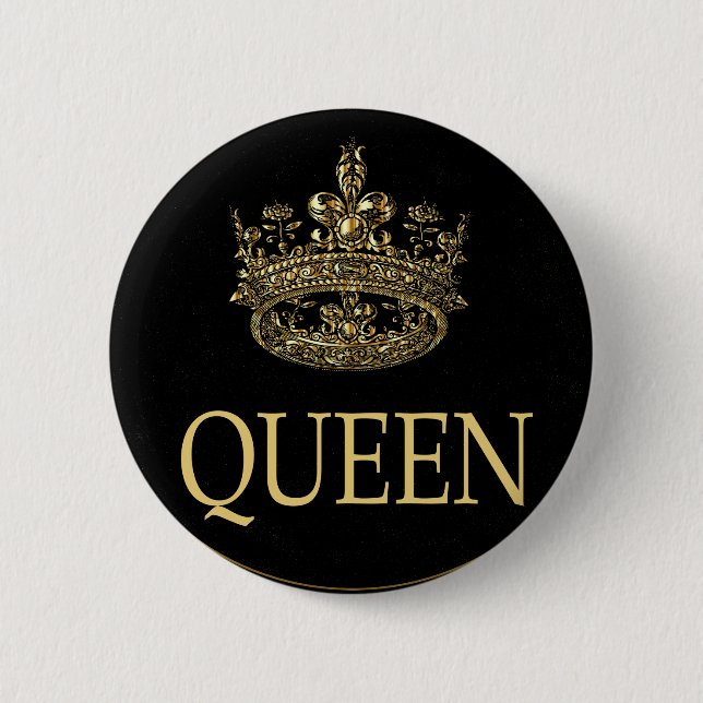 Queen and Crown Emblem 6 Cm Round Badge (Front)