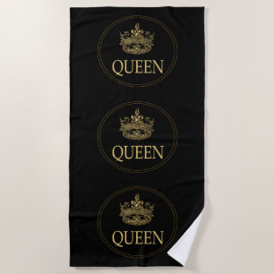 Queen and Crown Emblem Beach Towel