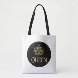 Queen and Crown Emblem Tote Bag