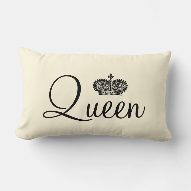Queen and Crown Personalised text design Lumbar Cushion (Front)