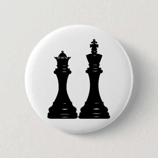 Queen and king chess pieces 6 cm round badge (Front)