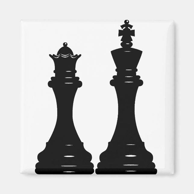 Queen and king chess pieces magnet (Front)