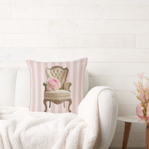 Queen Anne wing chair Pink Peony  Cushion