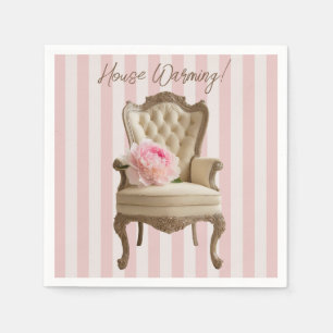 Queen Anne wing chair Pink Peony House Warming Napkin
