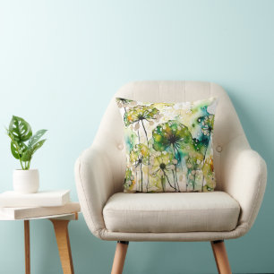 Queen Anne's Lace and Bubbles Abstract Cushion
