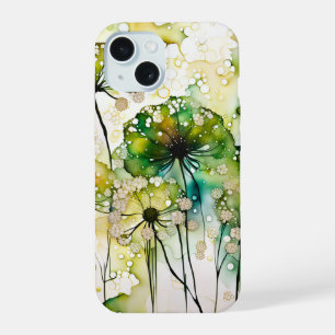 Queen Anne's Lace and Bubbles Abstract iPhone 15 Case