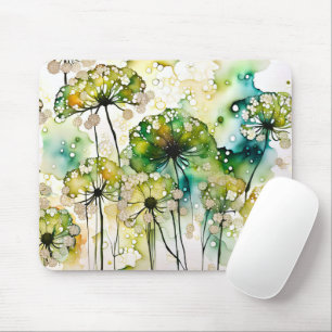 Queen Anne's Lace and Bubbles Abstract Mouse Pad