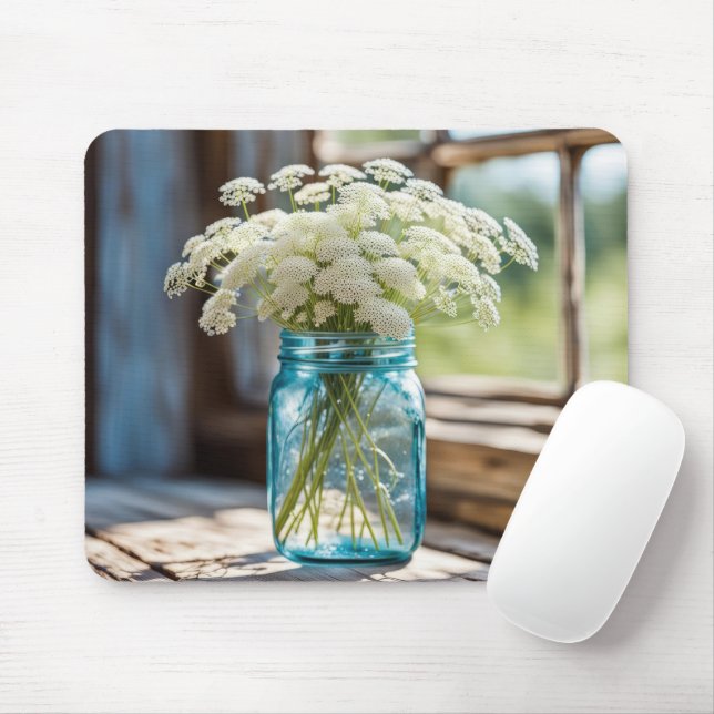 Queen Anne's Lace Bouquet Mouse Pad (With Mouse)