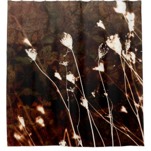 Queen Anne's Lace Dark Brown Green Tapestry Shower Curtain