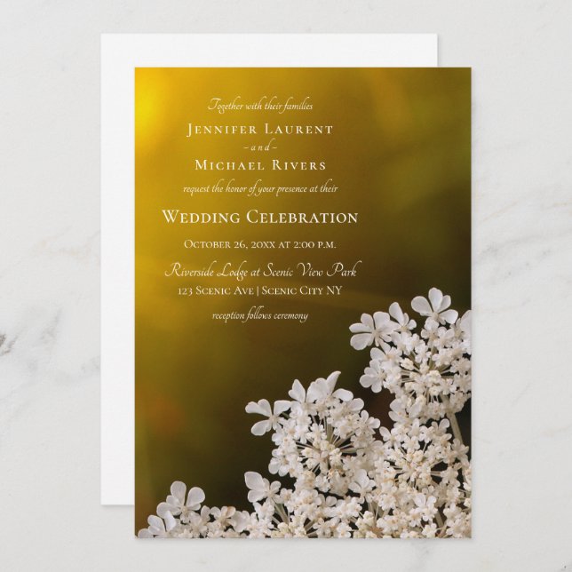 Queen Anne's lace distant sunlight wedding Invitation (Front/Back)