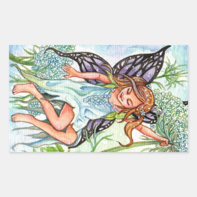 Queen Anne's Lace Fairy Rectangular Sticker (Front)