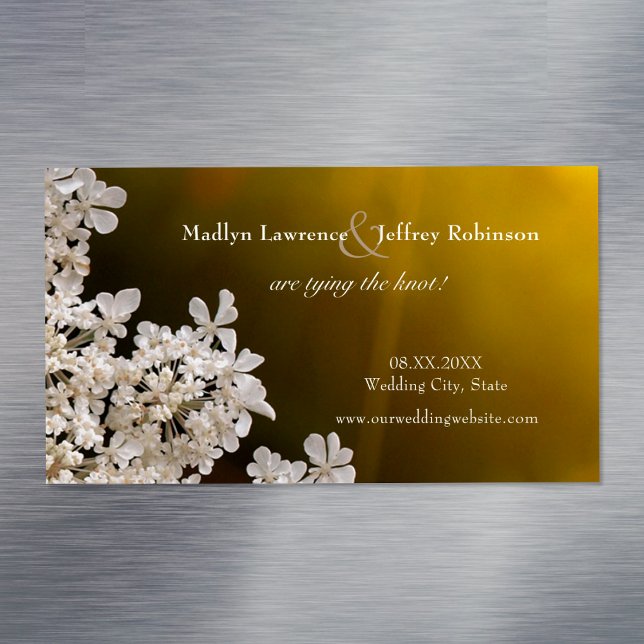 Queen Anne's Lace sunlight wedding save the date Magnetic Business Card (Creator Uploaded)