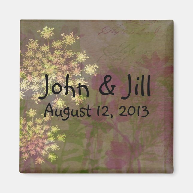 Queen Anne's Lace Wedding Favour Magnet (Front)