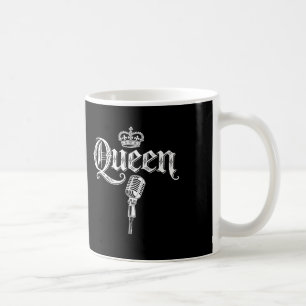 Queen Band Classic Crown and Microphone Line Art Coffee Mug