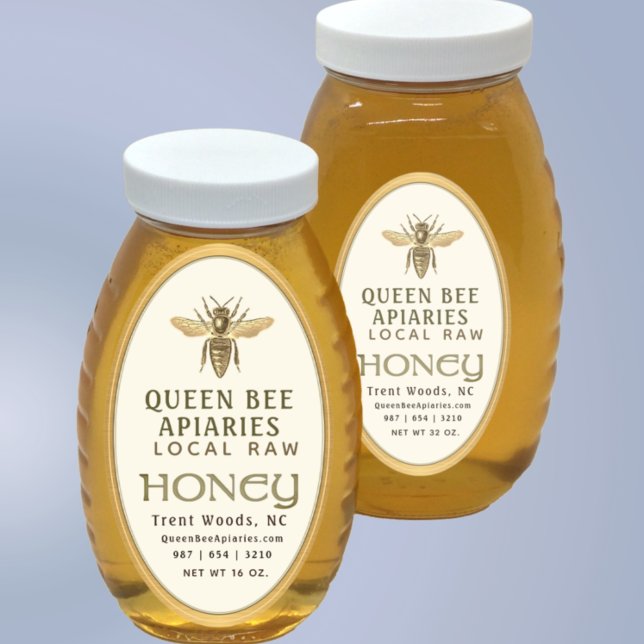 Queen Bee 32 oz Queenline Jar Honey Label Gold (Creator Uploaded)