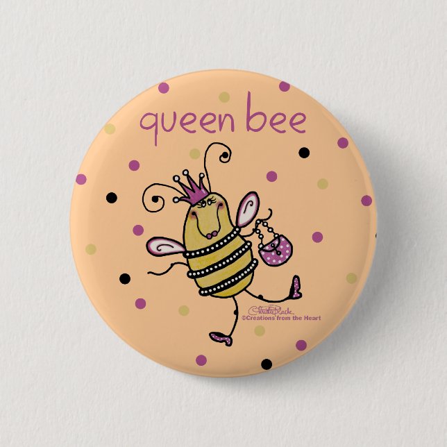 Queen Bee 6 Cm Round Badge (Front)