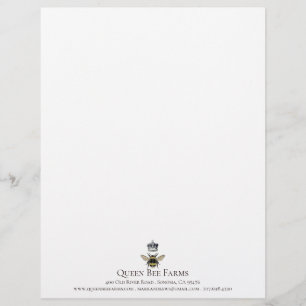 Queen Bee And Crown Farm Or Apiary Business Custom Letterhead