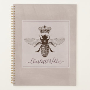 Queen Bee And Crown Script Signature Planner