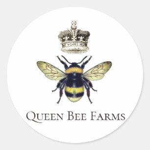 Queen Bee And Regal Crown Classic Round Sticker