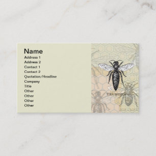 Queen Bee Bug Insect Antique Illustration Business Card