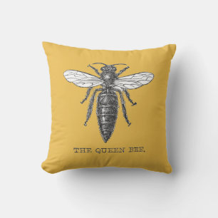 Queen Bee Bug Insect Antique Illustration Cushion