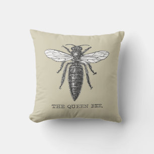 Queen Bee Bug Insect Antique Illustration Cushion
