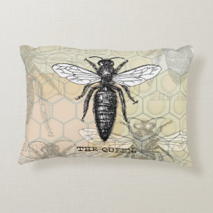 Queen Bee Bug Insect Antique Illustration Decorative Cushion