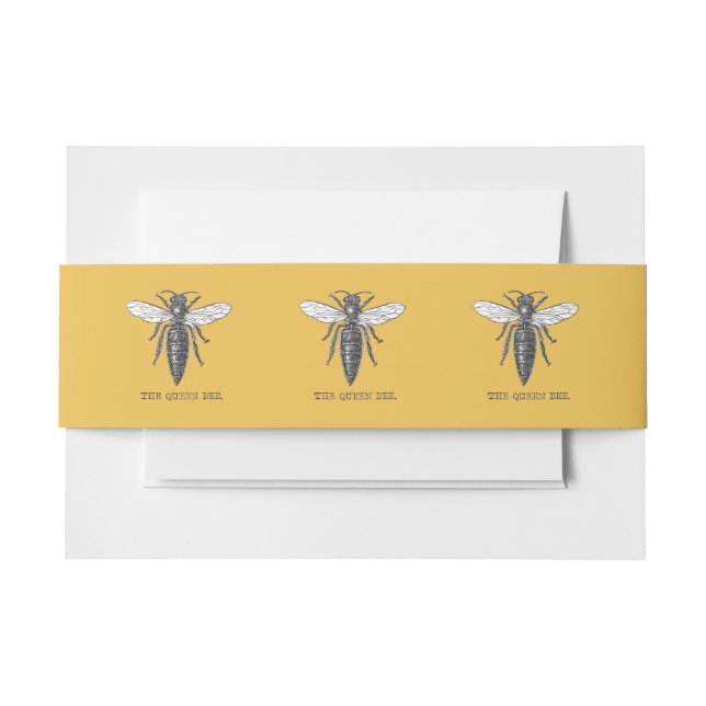 Queen Bee Bug Insect Antique Illustration Invitation Belly Band (Front Example)