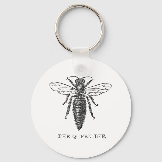 Queen Bee Bug Insect Antique Illustration Key Ring (Front)
