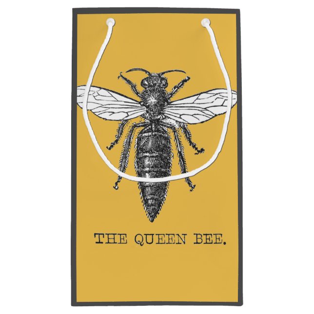 Queen Bee Bug Insect Antique Illustration Small Gift Bag (Back)