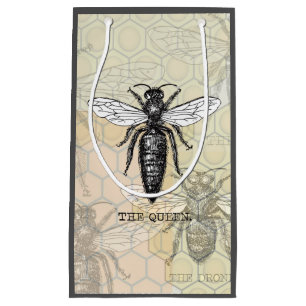 Queen Bee Bug Insect Antique Illustration Small Gift Bag