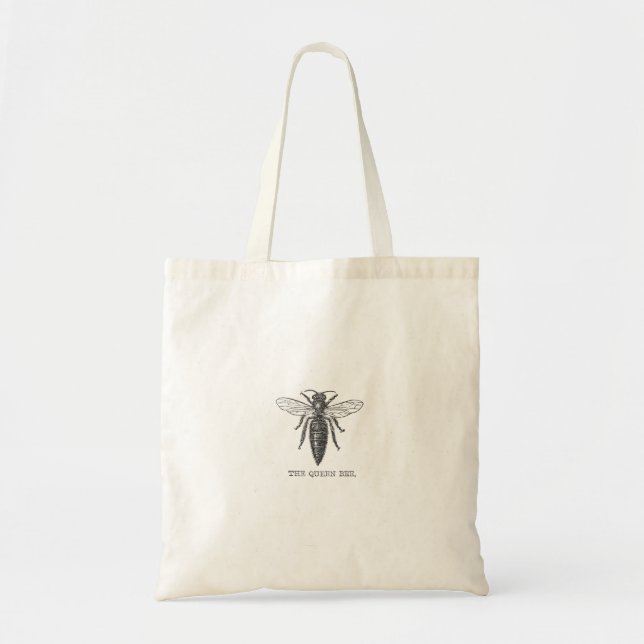 Queen Bee Bug Insect Antique Illustration Tote Bag (Front)
