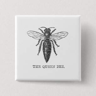 Queen Bee Bug Insect Bees Illustration 15 Cm Square Badge