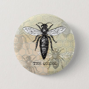Queen Bee Bug Insect Bees Illustration 6 Cm Round Badge