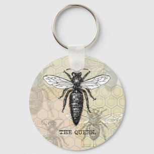 Queen Bee Bug Insect Bees Illustration Key Ring