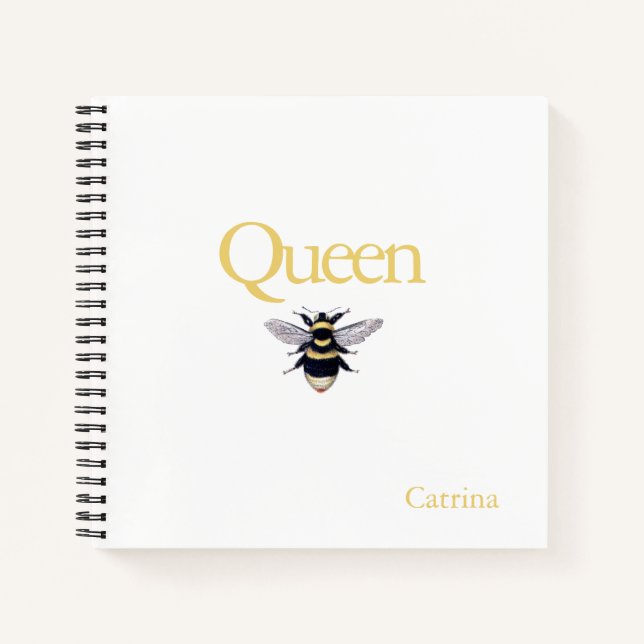 Queen Bee Bumblebee Yellow Black Journal Notebook (Front)