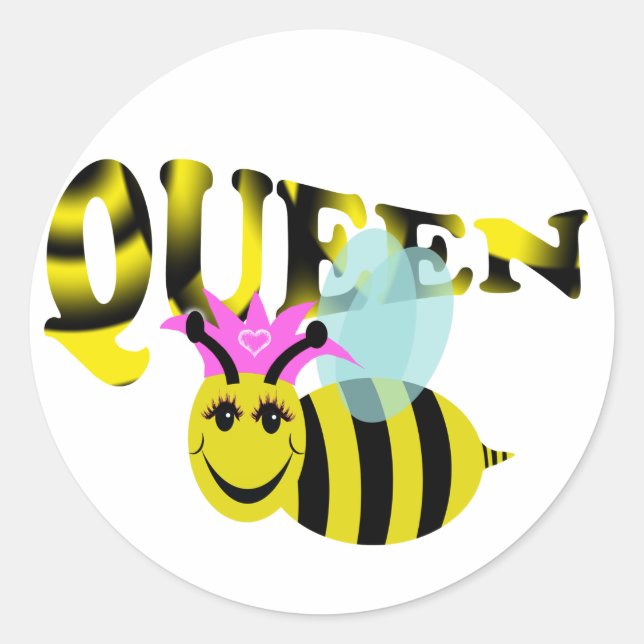 queen bee classic round sticker (Front)