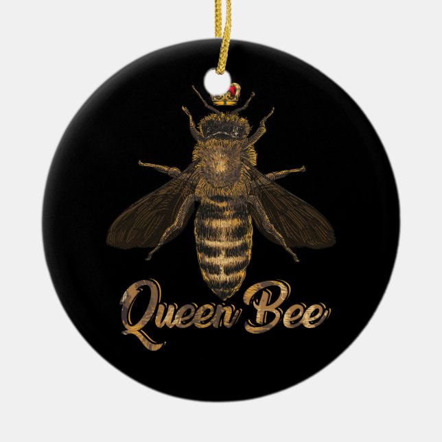 Queen Bee Crown Beekeeping Honey Lover Bee Keeper  Ceramic Ornament (Front)