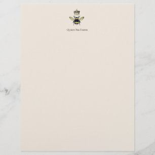 Queen Bee Crown Farm Apiary Honey Custom Letterhead